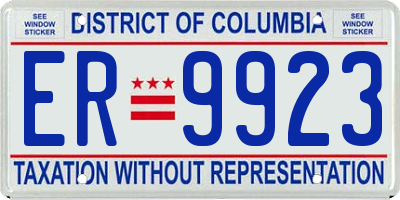 DC license plate ER9923