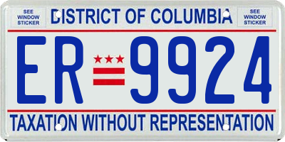 DC license plate ER9924
