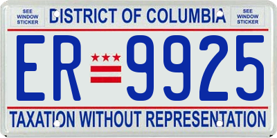 DC license plate ER9925