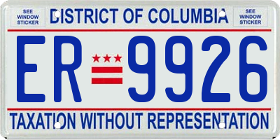 DC license plate ER9926