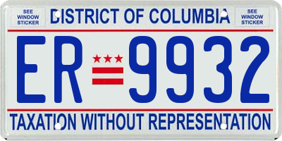 DC license plate ER9932