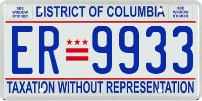 DC license plate ER9933