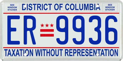 DC license plate ER9936
