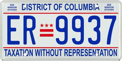 DC license plate ER9937
