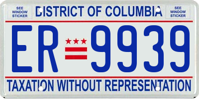 DC license plate ER9939
