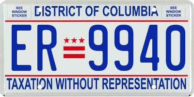 DC license plate ER9940