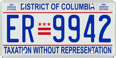 DC license plate ER9942