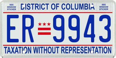 DC license plate ER9943