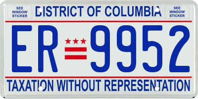 DC license plate ER9952