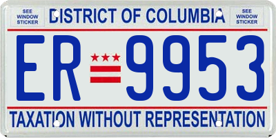 DC license plate ER9953