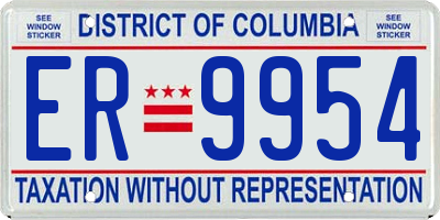 DC license plate ER9954