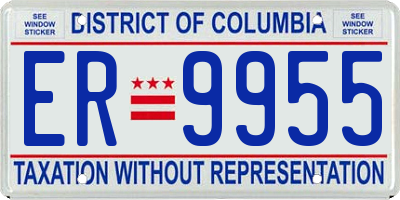DC license plate ER9955
