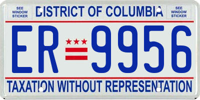 DC license plate ER9956