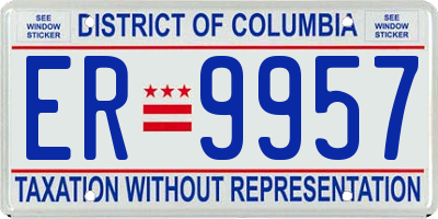 DC license plate ER9957