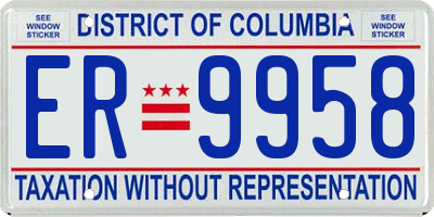 DC license plate ER9958