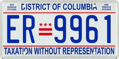 DC license plate ER9961
