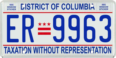 DC license plate ER9963