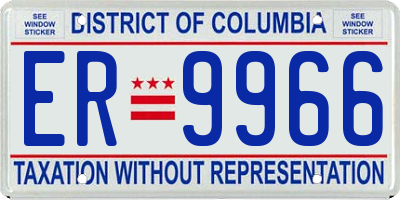 DC license plate ER9966