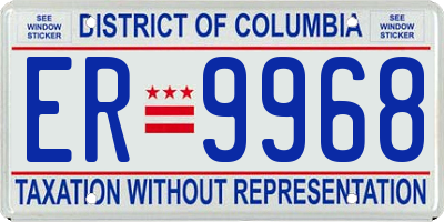 DC license plate ER9968