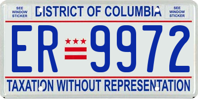 DC license plate ER9972