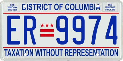 DC license plate ER9974