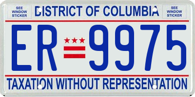 DC license plate ER9975
