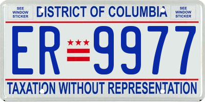 DC license plate ER9977