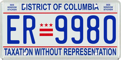 DC license plate ER9980