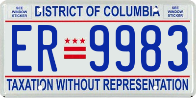 DC license plate ER9983