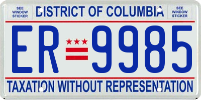 DC license plate ER9985