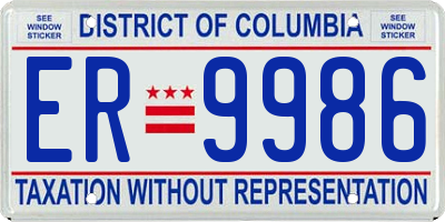 DC license plate ER9986