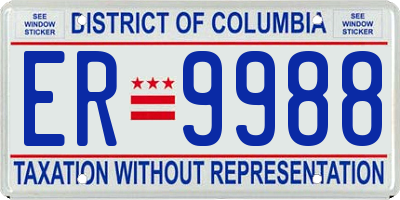 DC license plate ER9988