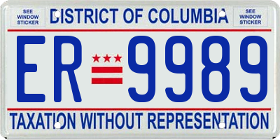 DC license plate ER9989