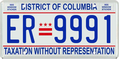 DC license plate ER9991