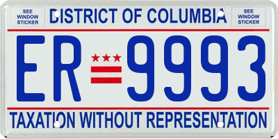DC license plate ER9993