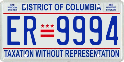 DC license plate ER9994