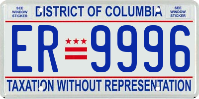 DC license plate ER9996