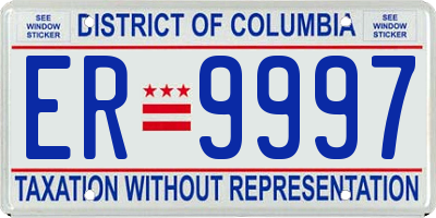 DC license plate ER9997