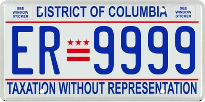 DC license plate ER9999