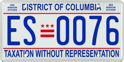 DC license plate ES0076