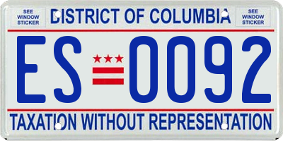 DC license plate ES0092