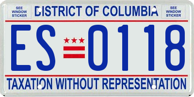 DC license plate ES0118
