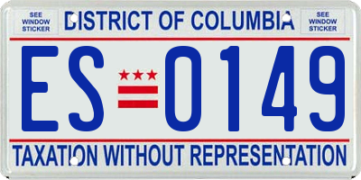 DC license plate ES0149