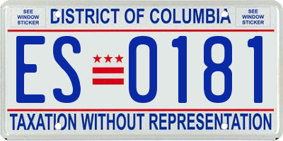 DC license plate ES0181