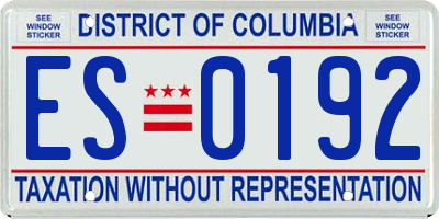 DC license plate ES0192
