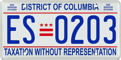 DC license plate ES0203