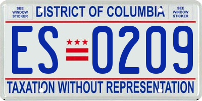 DC license plate ES0209