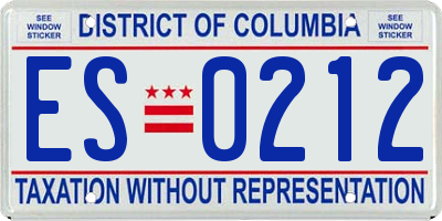DC license plate ES0212