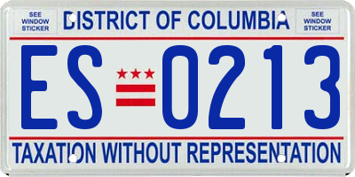 DC license plate ES0213
