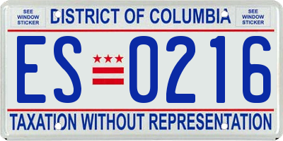 DC license plate ES0216